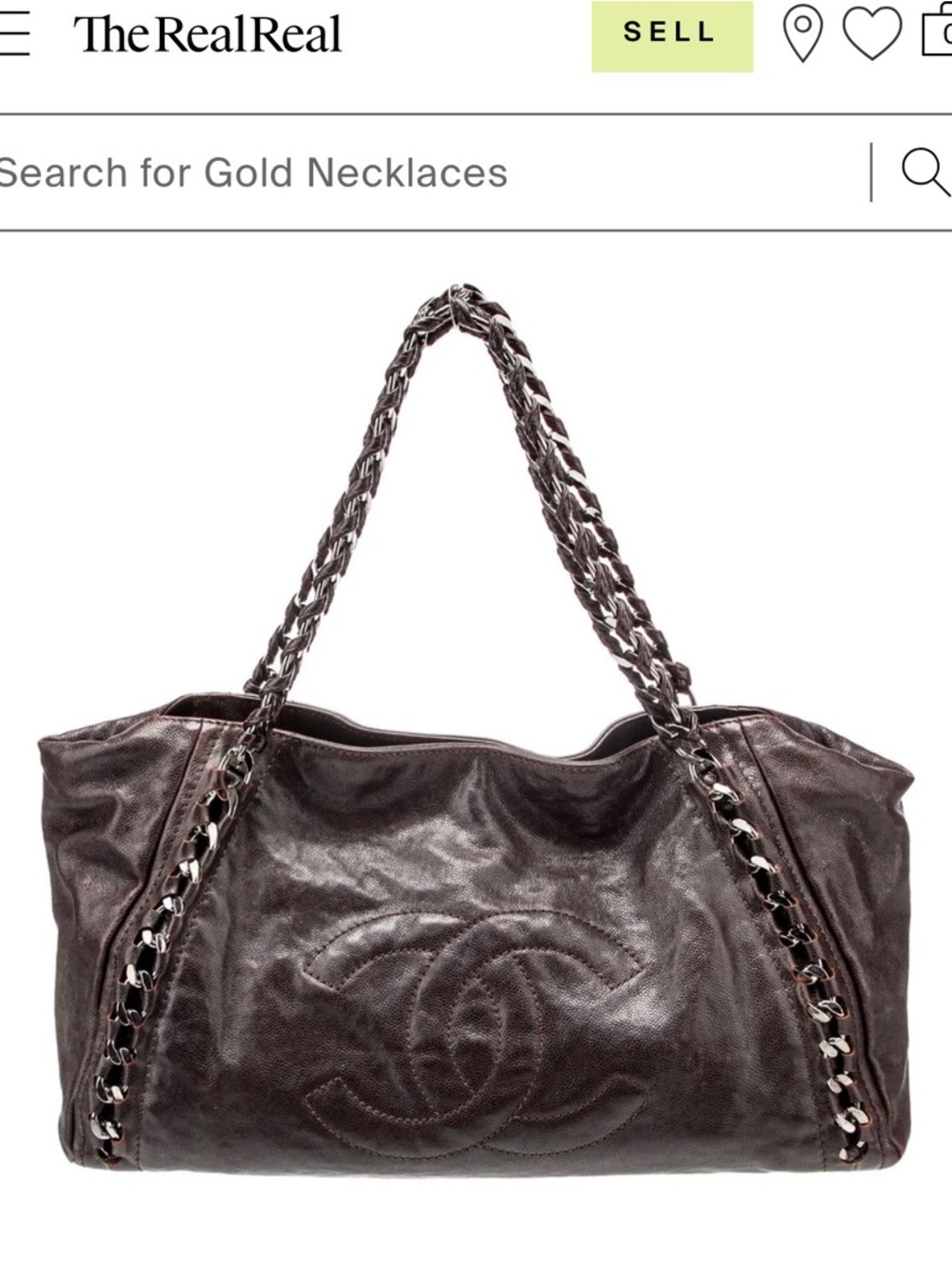 CHANEL Dark Brown Leather Shoulder Bag with Chain-Strap Detail - Picture 6 of 8